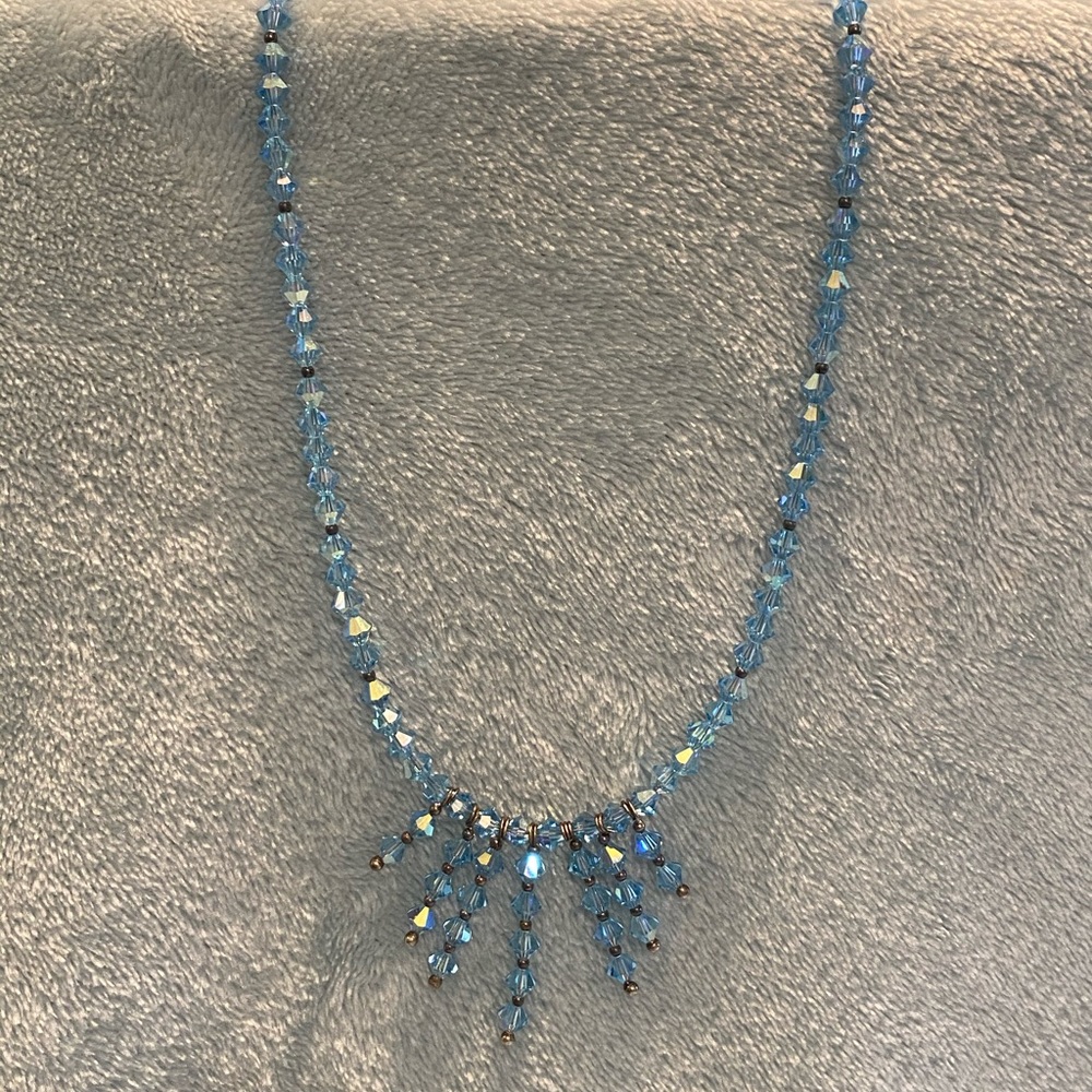⬇️Blue Crystal Hand Crafted Bib Necklace